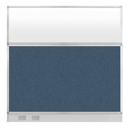 Versare Hush Panel Cubicle Partition 6' x 6' W/ Window Caribbean Fabric Frosted Window W/ Cable Channel 1812569-3